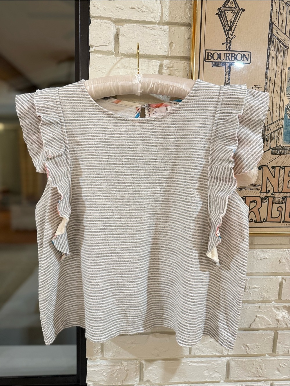 Anthropologie 9-H15 S’CL Ruffle Flutter Sleeve Striped Knit Top Size Medium M